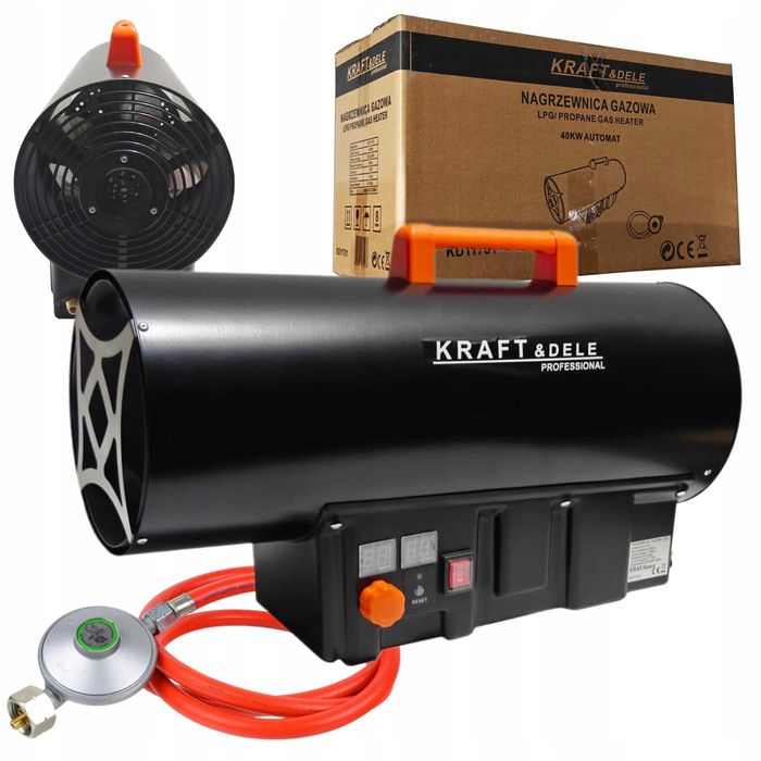 Nagrzewnica gazowa 40kW termostat reduktor LCD + wąż KD11701