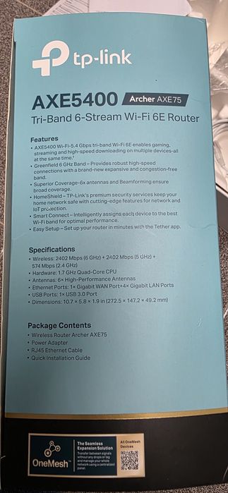 TPLINK AXE5400 Archer AXE75 Wifi 6E Tri-band 6 stream router