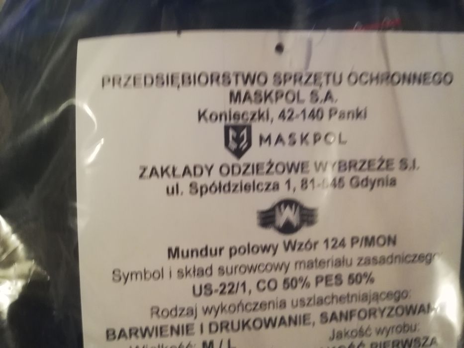 Mundur polowy wzór 124P/MON rozmiar M/L