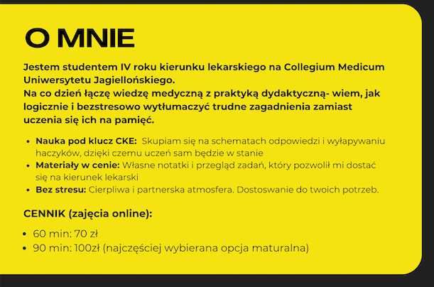 Korepetycje Biologia / Chemia / Matematyka