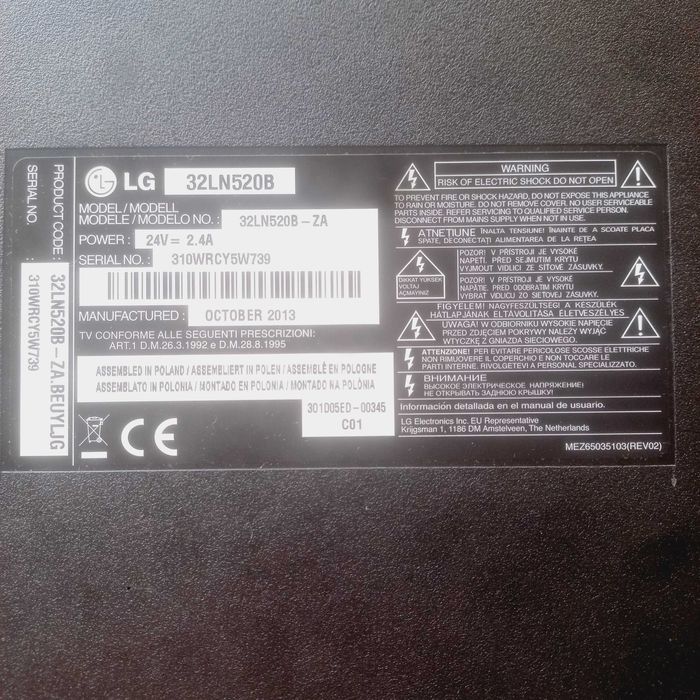 Tv led LG 32" ecrã partido . Vendo tambem às peças.