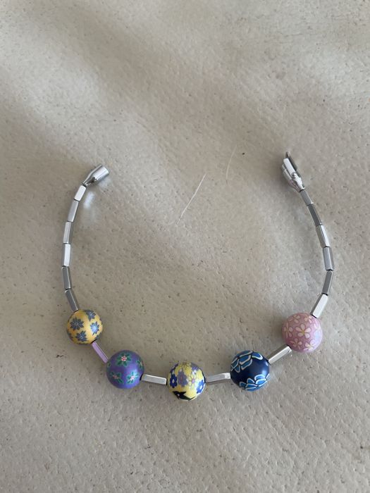 Pulseira Swatch aço inoxidável e contas coloridas