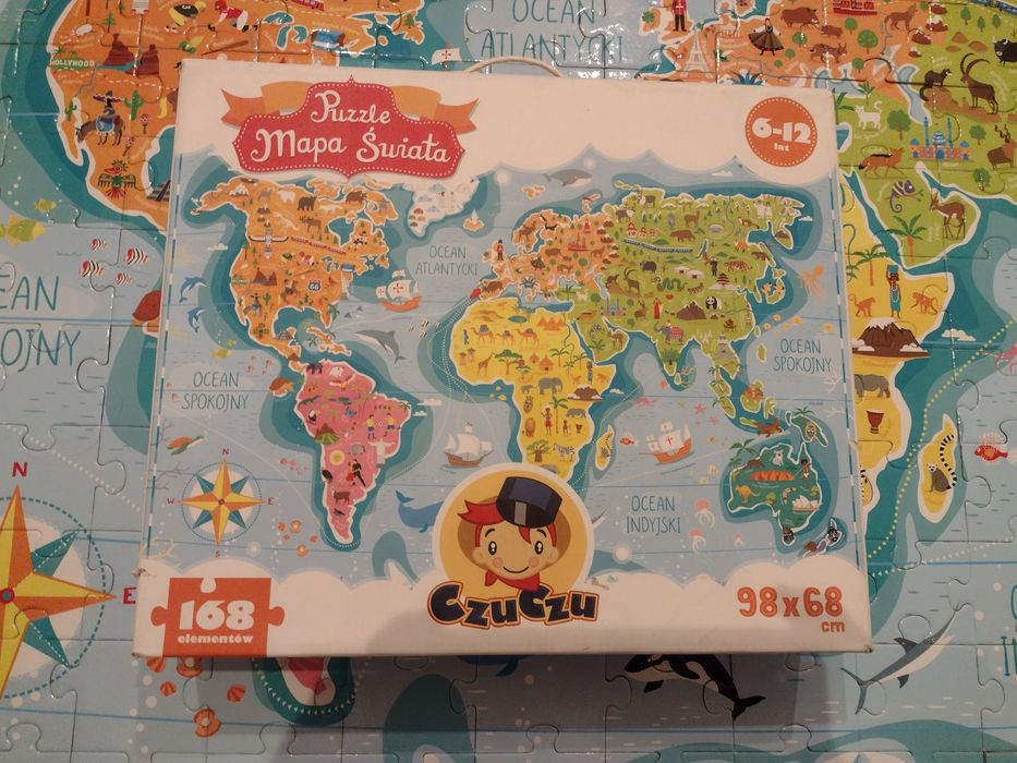 Czy Czu puzzle Mapa Świata 168 elem. 98x68 cm 6-12 lat