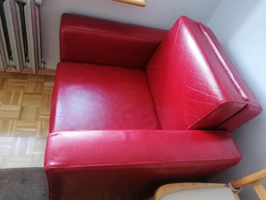 Fotel rozkładany naturalna skóra