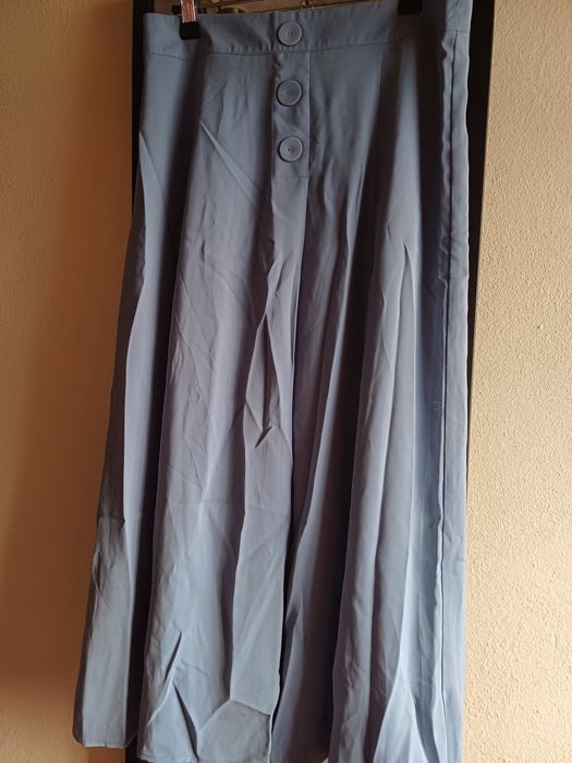 Saia midi com forro azul T36