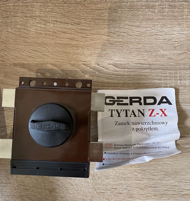 GERDA TYTAN ZX Z-X – zamek nawierzchniowy z pokrętłem – NOWY, komplet, 4 klucze