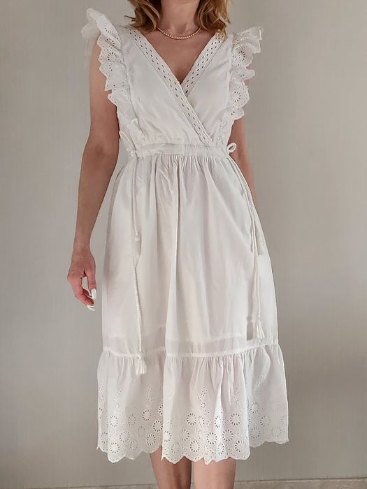 Белое платье миди Miss Selfridge прошва коттон