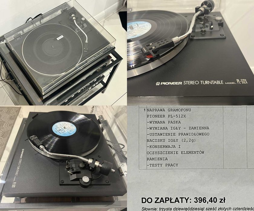 Pioneer PL-512X/NOWE: igła, pasek, pokrywa/SERWIS/wzór/OKAZJA/cacko
