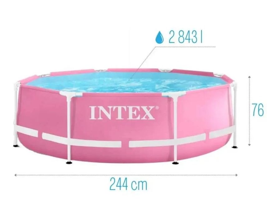 ЗНИЖКА Каркасний басейн Intex 28290 244×76 см рожевий круглий інтекс