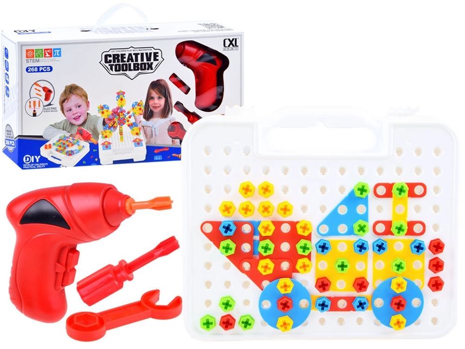 Klocki konstrukcyjne + wkrętarka 268ele Za3546