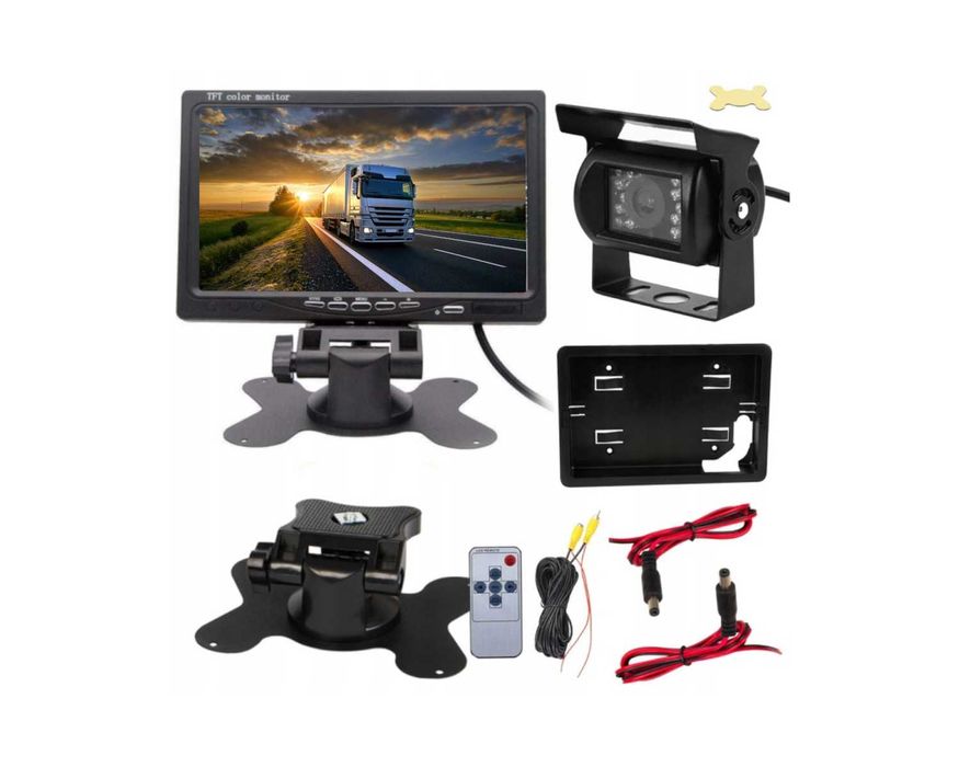 Zestaw Monitor 7 Cali Kamera Cofania 18IR Wodoodporna Ciężarówki Auta