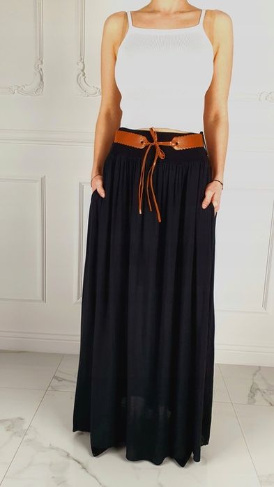 Zwiewna Długa Spódnica Maxi Do Kostek Boho Damska