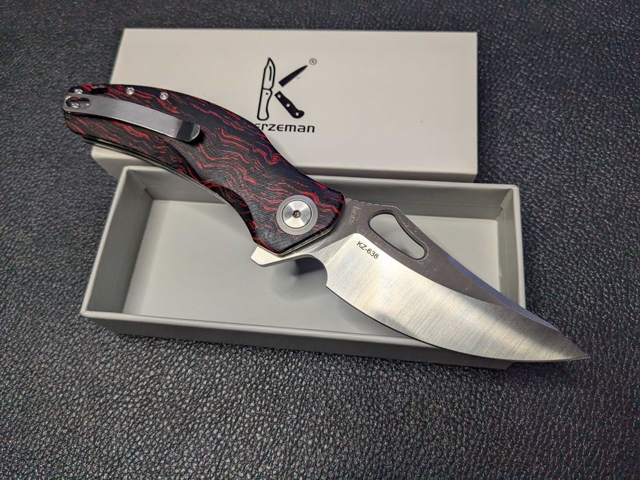 Kerzeman KZ638. Red-black micarta. ніж складний. складной нож
