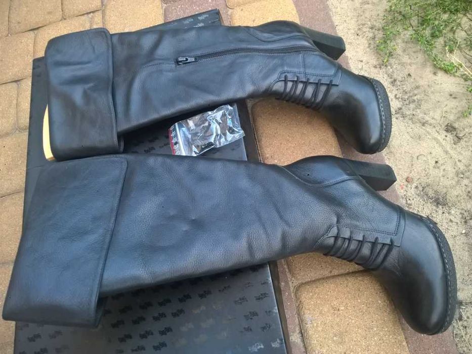 NOWE Buty-Kozaki OFICERKI Wysokie37 Natural skóra100% BRĄZ I-Klasa Gw6