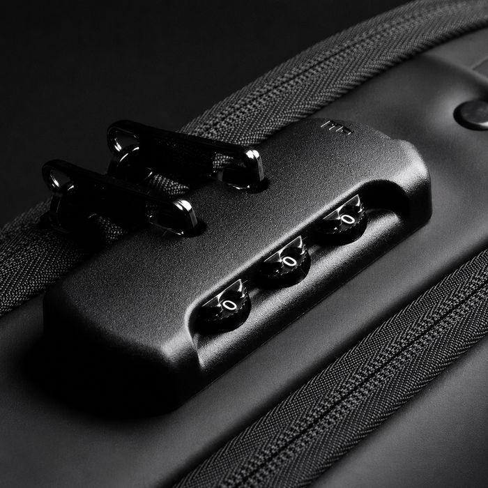 Міський рюкзак-антизлодій з USB-портом і кодовим замком TSA, сірий із золотим