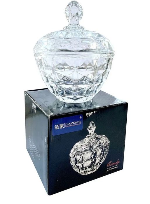Стеклянная конфетница-сахарница с крышкой (250 мл)