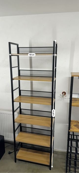Regał loft industrialny 6 półek metal drewno
