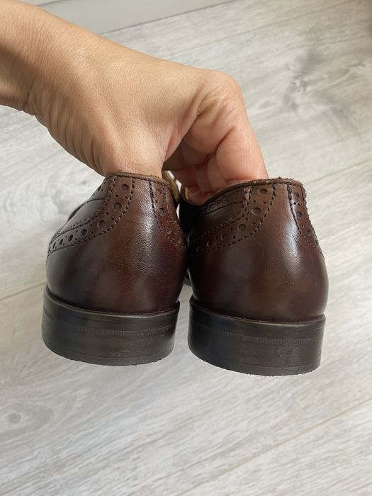 Okafordki loafwrsy zara skóra skórzane 40 brązowe frędzle