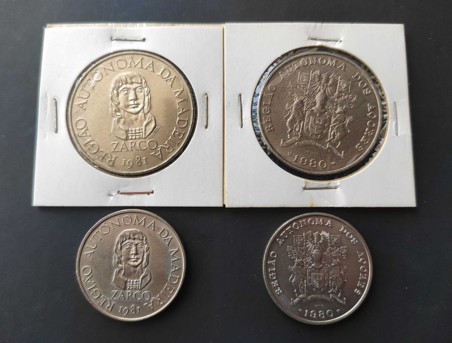 Conjunto de 4 Moedas 25$ e 100$ Madeira e Açores