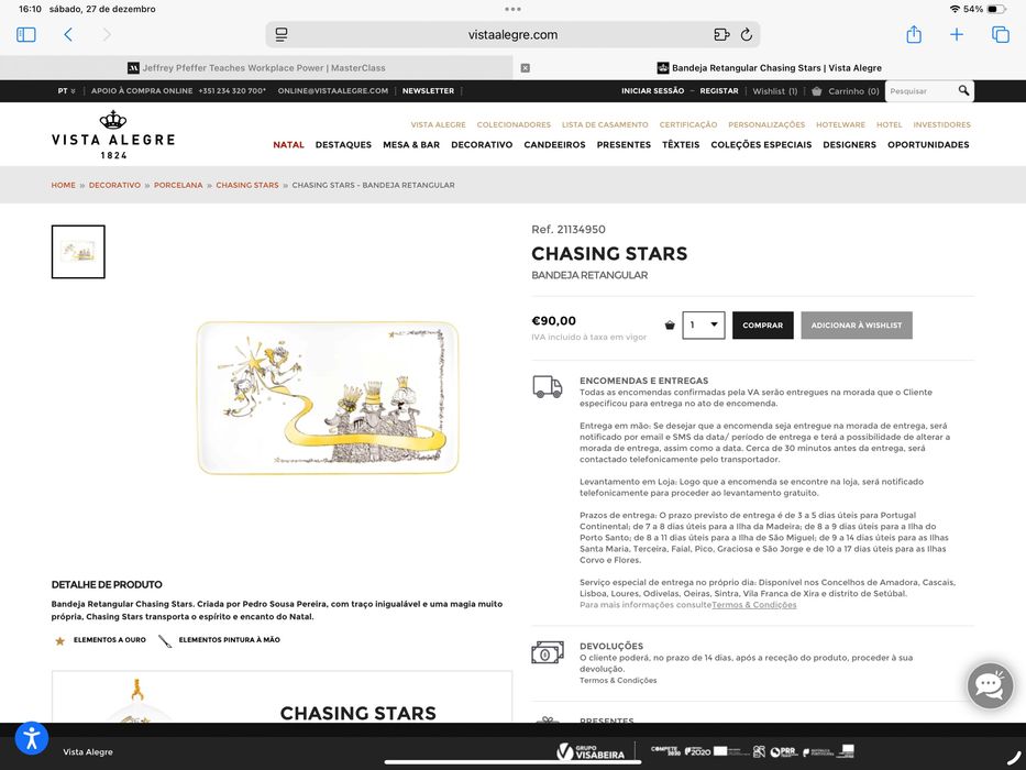 Vista Alegre bandeja retangular Chasing Stars