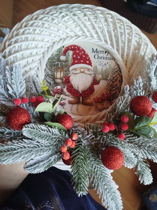 Різдвяний вінок на двері ротанг