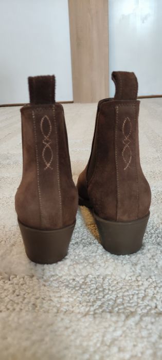 Sztyblety buty brązowe Ryłko skóra naturalna botki