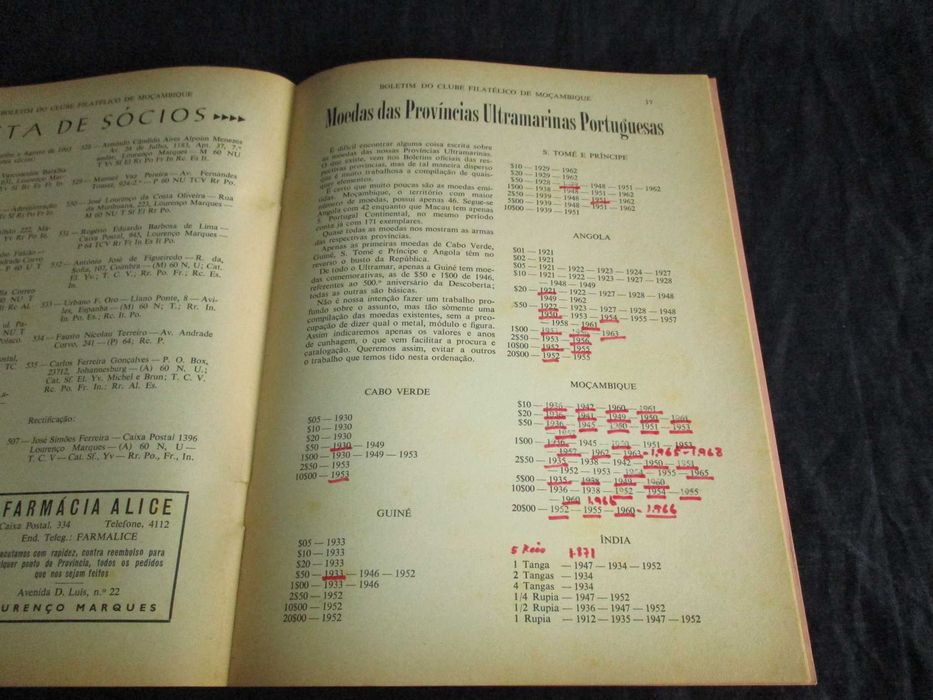 Livro Boletim do Clube Filatélico de Moçambique 1965 a 1966