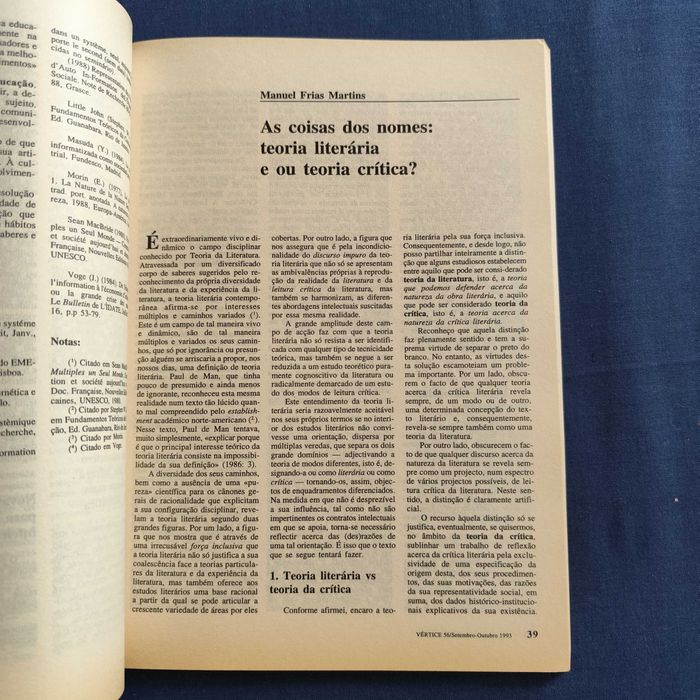 Revista Vértice 56 - Setembro-Outubro 1993