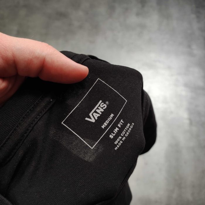 MĘSKA Koszulka Czarna Bawełna Casual MOTYL Premium Vans Skate Logo