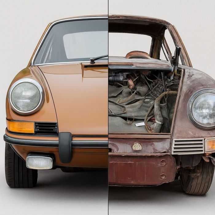 Porsche 911 porsche 911 1973 projekt do odbudowy, brązowe z brązowym wnetrzem