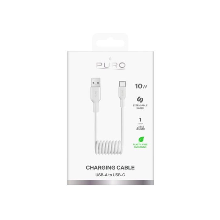 Kabel spiralny Puro 10W USB-A - USB-C 1m - biały