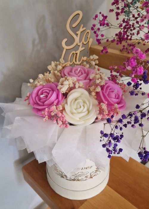 Flower box ze świec sojowych naturalne świeczki