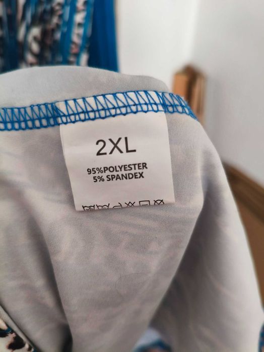 Vestido Médio Casual Azul e Padrão Assimétrico - Tamanho 2XL