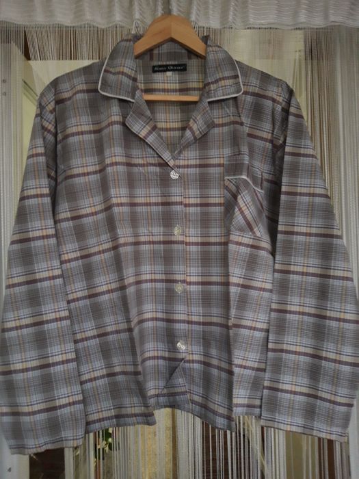 Pijama de Verão, com padrão xadrez, de tons verde água (S/M)