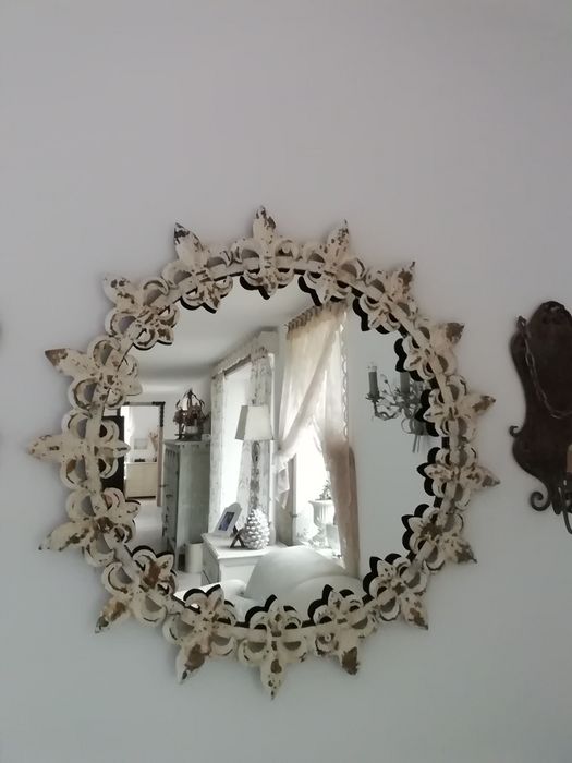 Metalowe lustro klimatyczna dekoracja rustykalna prowansja