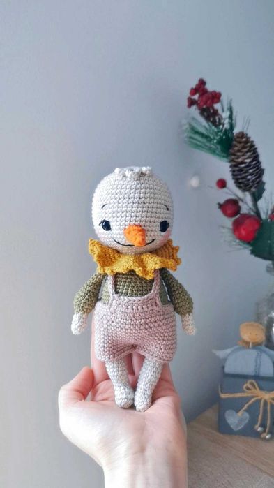 Bałwanek na szydełku, bałwan, maskotka przytulanka handmade