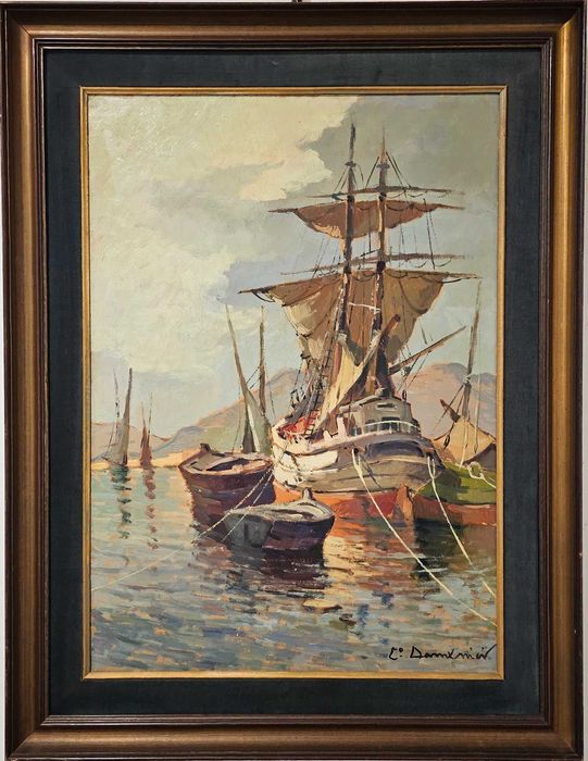 Quadro "Veliero" (1940s) de Carlo Domenici (n.1887 - m.1981)