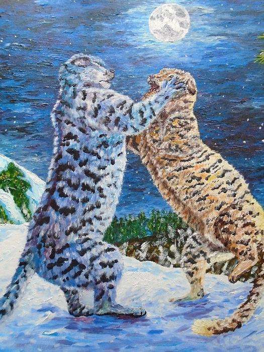 Картина маслом «Тигрики» — оригінальний живопис на полотні (60×80)