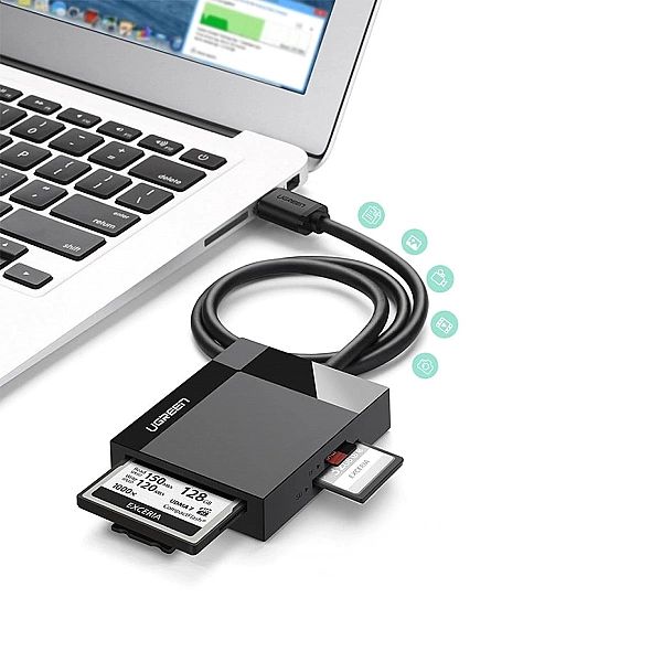 Ugreen czytnik kart pamięci USB 3.0 SD / micro SD / CF / MS czarny (CR