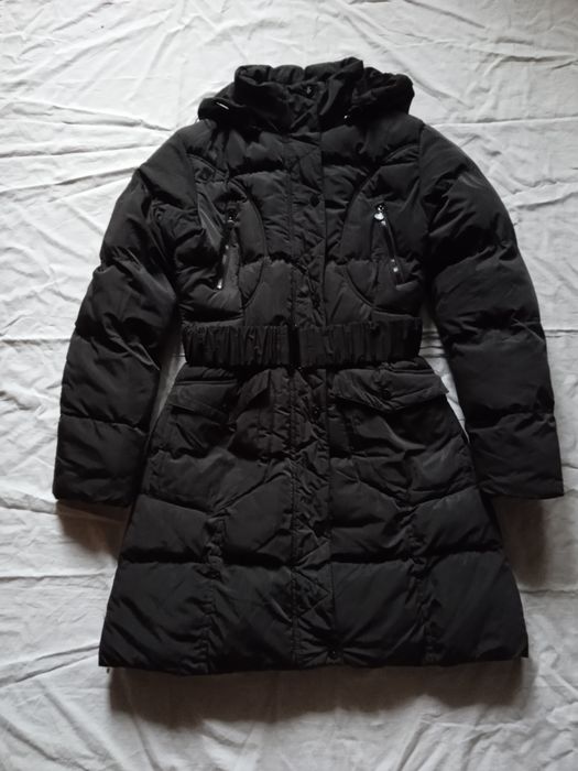 Подарунок для жінки пальто пуховик чорний жіночий з капюшоном s m демісезон