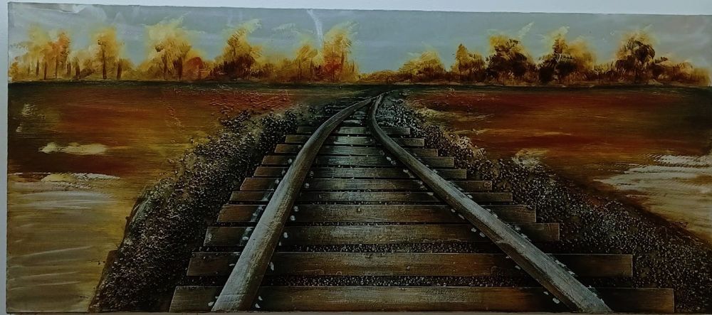 Tela pintada 150x60 Linha férrea a desaparecer no horizonte