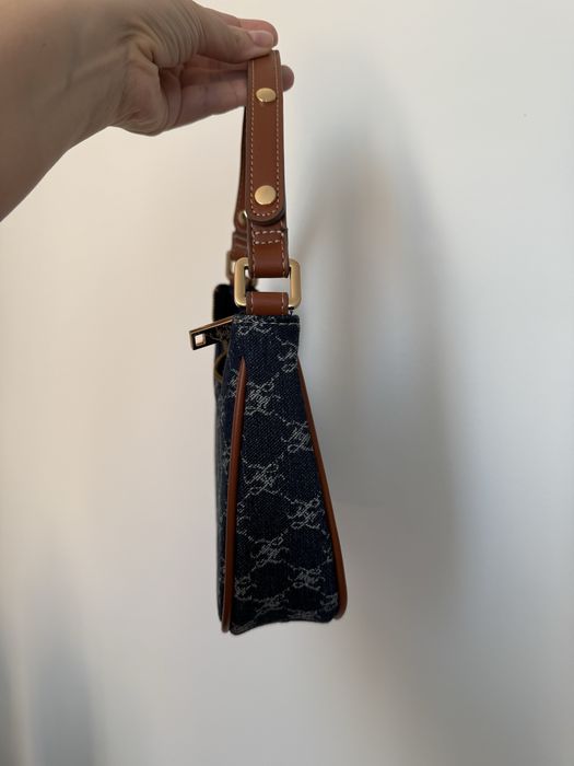 Сумка сумочка багет на плече текстильна джинсова mango