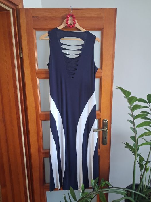 Sukienka letnia 40 L 42 XL długa paski wyszczuplająca