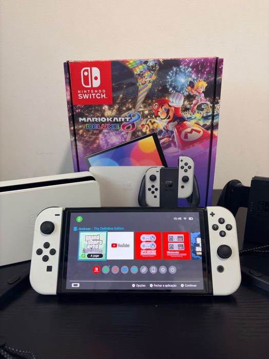 Nintendo switch oled + caixa + Gta + SD - Excelente estado