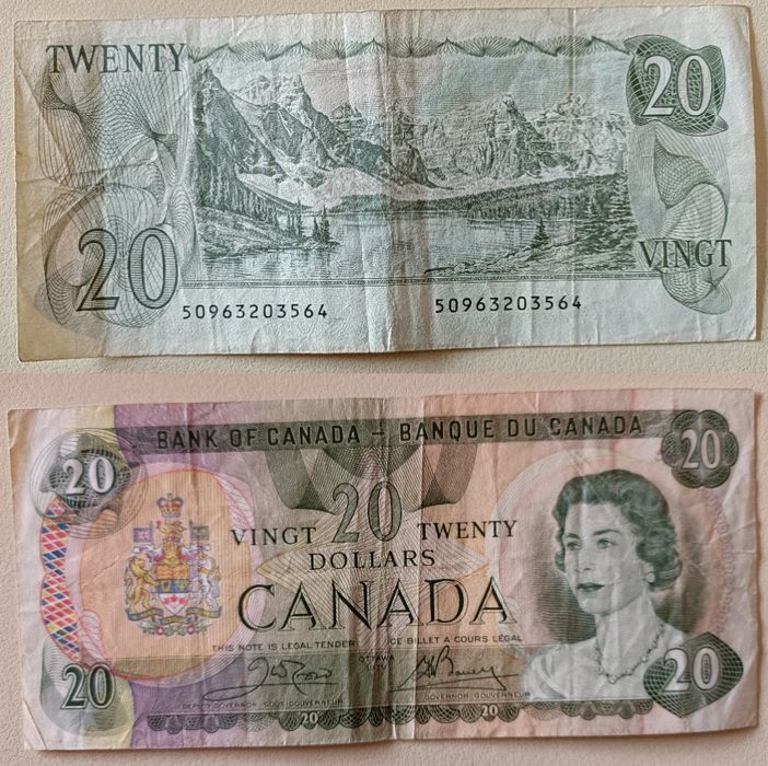 Moedas e Notas do Canadá (e E. U. A.) -  Dólar e Cêntimos