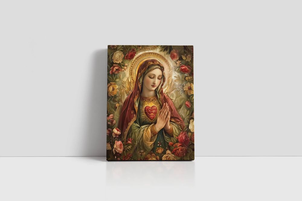 Obraz na płótnie "Serce Maryi" 30x40 cm - Religijny Motyw do Wnętrz