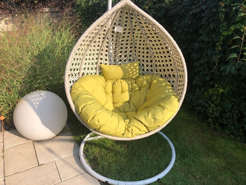 Fotel wiszący SOLO XXL nowy model szary technorattan bujak kosz kokon