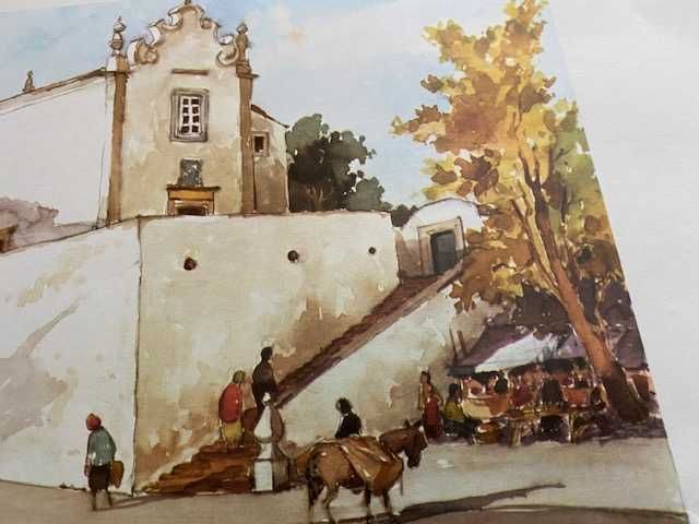 Igreja de Sant'Ana - Albufeira - Litografia de Júlio Amado