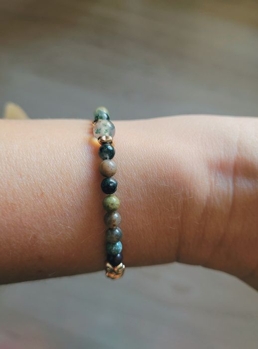 Bransoletka handmade z agatem i hematytem