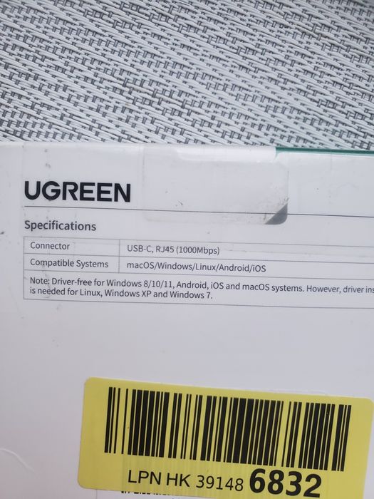 Адаптер-перехідник Ugreen USB Type-C RJ45 Ethernet LAN мережева карта